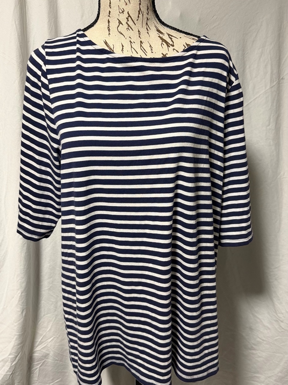 Old Navy Navy & White Striped Boatneck Top XXL